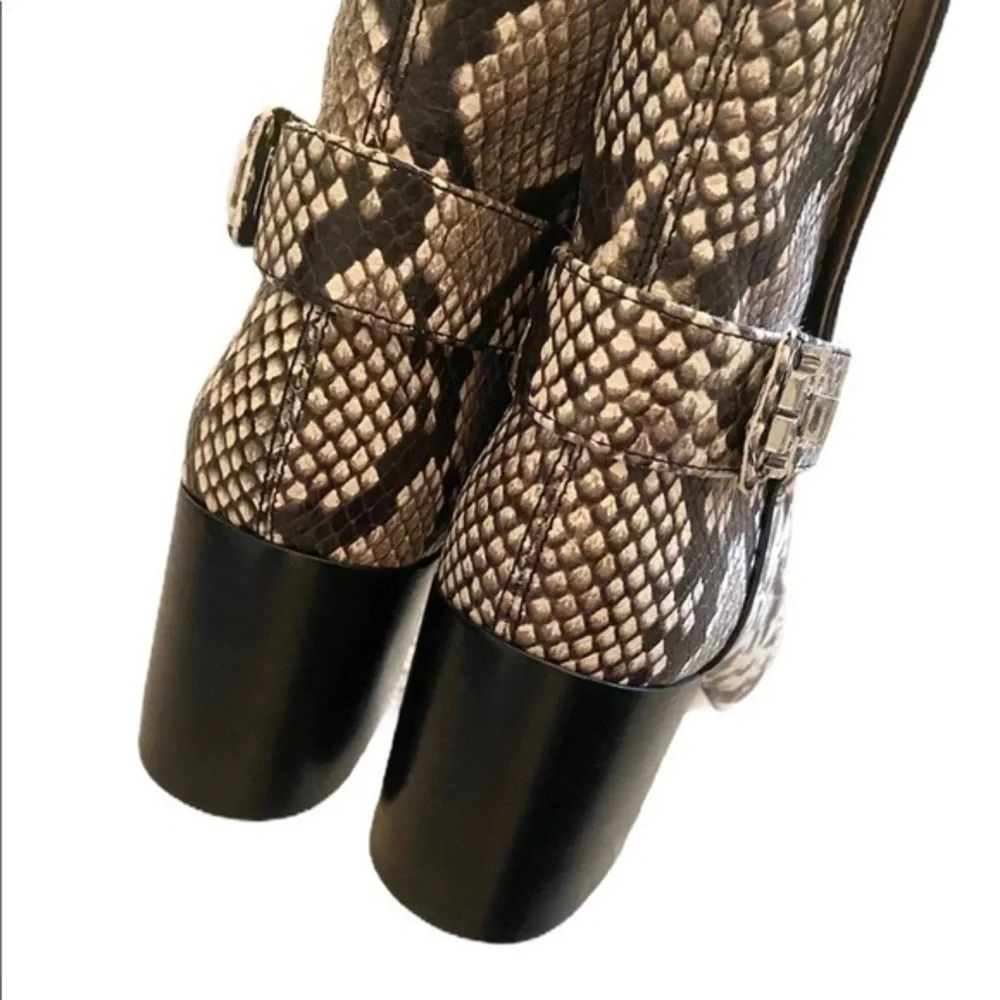 Tory‎ Burch Kira Snakeskin Exotic Print Embossed Luxe Leather Ankle Boots